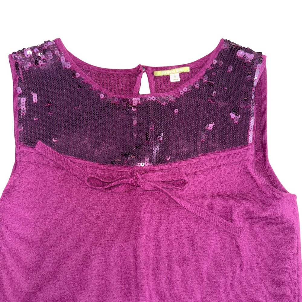 EUC Gianni Bini Women's Purple Sequin Neckline Sleeveless Knit Dress Size S - Picture 2 of 5
